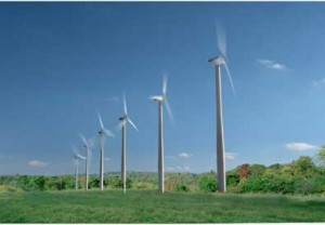 Wind turbines producing wind energy